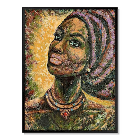 Homeroots 39" x 30" African Portrait Floater Frame Canvas Wall Art 719133