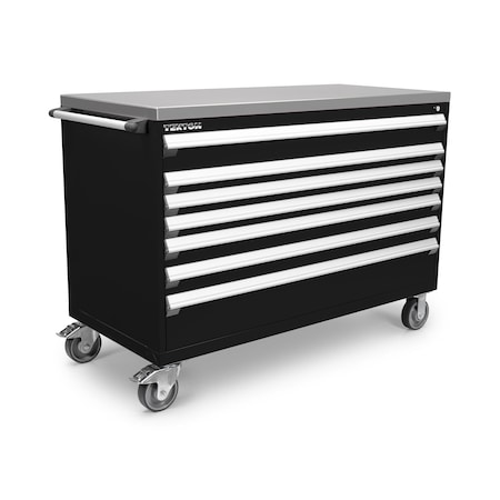 Tekton Rolling Tool Cabinet, 7 Drawer, Black, Steel, 60 in W x 27 in D x 41-1/2 in H OCL63100SST