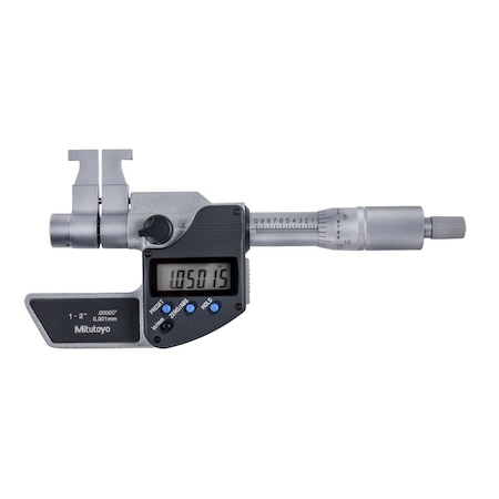 Mitutoyo Digimatic Caliper Jaw Type Micrometer, CalJw, I/M 1-2 In, .00005 In, O, RS, C 345-351-32