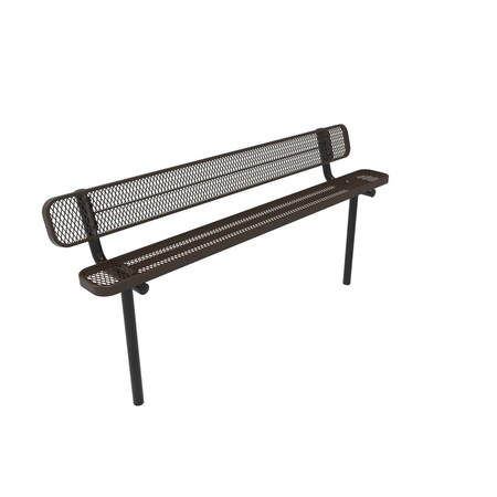 Mytcoat 8ft Outdoor Bench with Back, Inground, Brown, Expanded Metal, Industry Standard Coating 804138