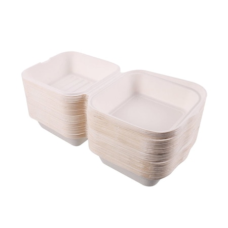 5Seconds Brand Biodegradable Sugarcane Bagasse Take out Container for Hot & Cold Food, 6inx 6in, 500PK 410120