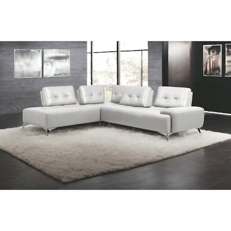 Homeroots White Leather L Shaped Two Piece Seating Component 523997