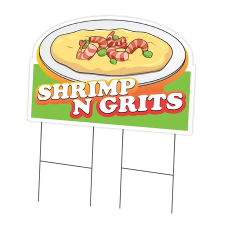 Signmission Shrimp N Grits Die Cut Yard & Stake outdoor plastic coroplast window, C-DC-2436-DS-Shrimp N Grits19 C-DC-2436-DS-Shrimp N Grits19