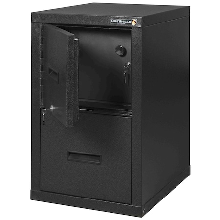 Fireking 2 Drawer, 1 Hr Fire rated, 22" Ltr/Lgl, Safe-In-A-File Black Texture 2S1822-DBSSF