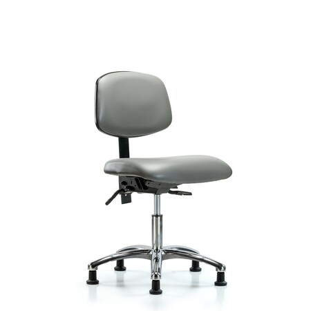 Blue Ridge Ergonomics Vinyl Chair Chrome, Desk, Tilt, Glides, Sterling BR-VDHCH-CR-T1-A0-RG-8840