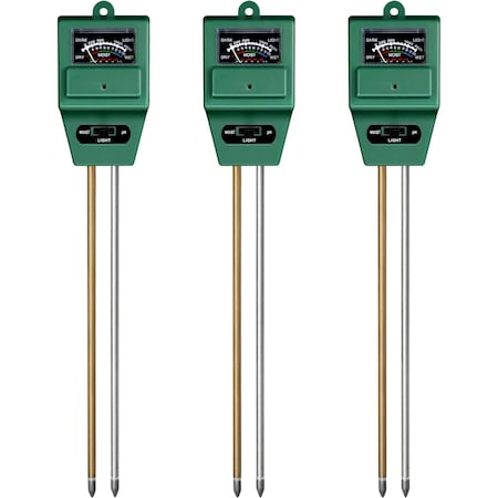 Ipower 3-in-1 Soil Moisture/Light/pH Meter for Plant Care Sensor Kits, Square Tester, 3PK LGTESTSOILSQUAREV3X3