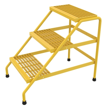 Vestil Aluminum Step Stand, 3 Step, Welded, 3 Steps, 30 Overall Height, Aluminum, Yellow SSA-3-Y