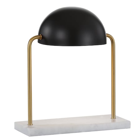 Jonathan Y Porter 13.5" Art Deco Dome Lamp with Marble Base, Brass Gold/Black JYL1044A