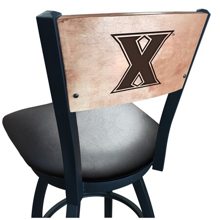 Holland Bar Stool Co 36" Blk Wrinkle Xavier Swivel Bar Stool, Laser Engraved Back L03836BWMedMplAXavierBlkVinyl