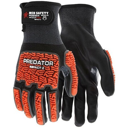 Mcr Safety Cut Resistant Glove, Black/Orange, PR PD6954XL