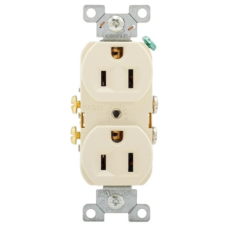 Eaton Wiring Devices Straight Blade Receptacle, 5-15R, 15 A, 125V AC, 2 Pole, 3 Wire, Flush Mount, Grounded CR15LA
