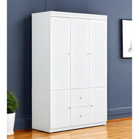 Homeroots 74" White Five Door Two Drawer Combo Dresser 569298