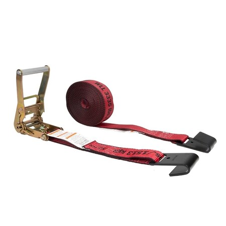 Mytee Products 2inx30ft Kinedyne Red Tie-Down Ratchet Straps w/ Flat Hooks, 3,335 WLL RS230R-K