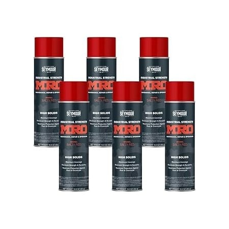 Seymour Midwest MRO Industrial High-Solids Spray Paint, Safety Red, 16 oz, 6PK 6201423