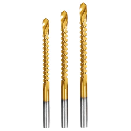 Drill America 3 Piece HSS Tin-Coated Saw Drill Bit Kit, (1/8", 3/16" and 1/4") POUSWD3