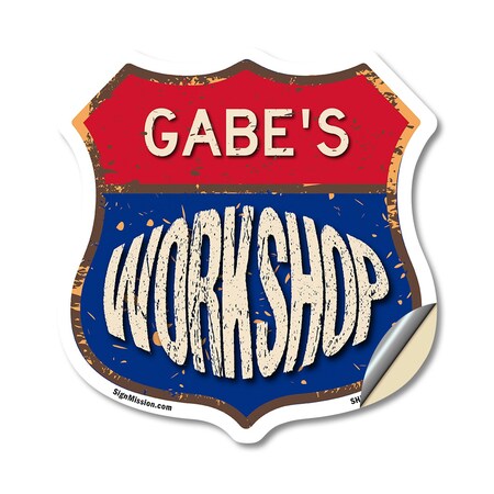 Signmission Gabe's Workshop, 18 Inch X 18 Inch, Vinyl Decal SHI-D-18-489-GABE