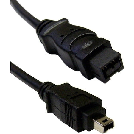 Cable Wholesale Firewire 400 9 Pin to 4 Pin cable, Black, IEEE-1394a, 6 foot 10E3-94006BK