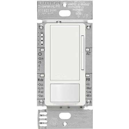 Lutron Dimming Occ/Vac Snsr, PIR, 120-277V AC, Wht MS-Z101-WH