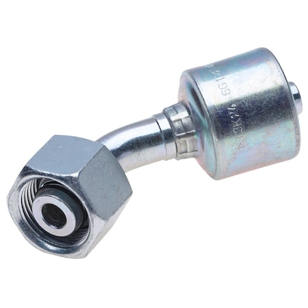 Gates Female DIN 24 Cone Swivel - Heavy Series with O-Ring - 45 Bent Tube MegaCrimp G25725-0408