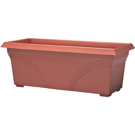 Southern Patio Deck Planter, 10 in H, 26-3/4 in W, 26-3/4 in D, Rectangular, Plastic, Terracotta DP2710TC