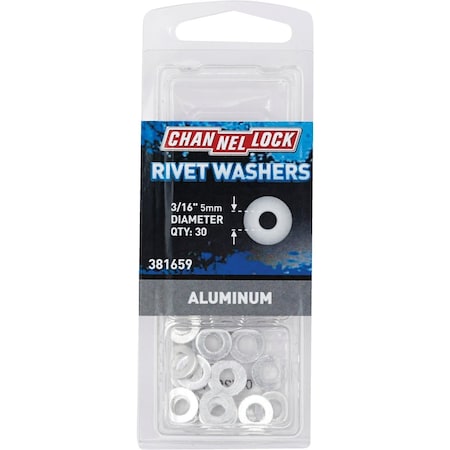 Channellock 3/16'' Aluminum Rivet Washer, 30PK 381659