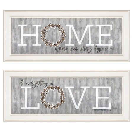 Homeroots Set Of Two Where Our Story Begins 1 White Framed Print Wall Art, 2PK 415807
