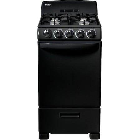 Danby Products Danby Gas Range, 4 Burners, 2.3 Cu.Ft. Capacity, 20inW, Black DR202BGLP