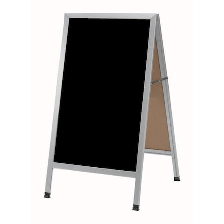 Aarco A-Frame Sidewalk Board, Black Composition Chalkboard and Satin Aluminum Frame, 42''Hx24''W AA-1B