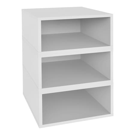 Regency Niche Cubo Half Size Wood Stackable Storage Bookcase Shelf Organizer Cube- Snow White, 3PK NCBO73PKSN