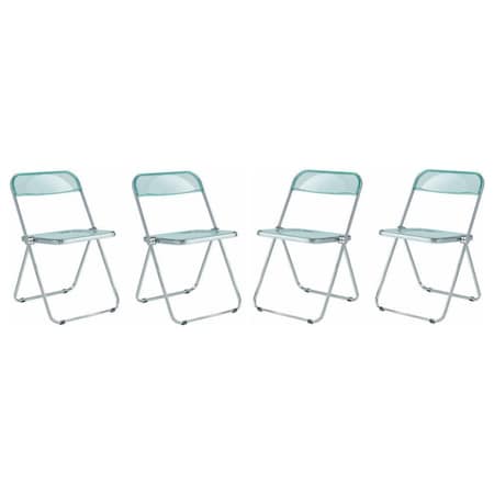 Leisuremod Lawrence Acrylic Folding Chair with Metal Frame, Jade Green, 4PK LF19G4