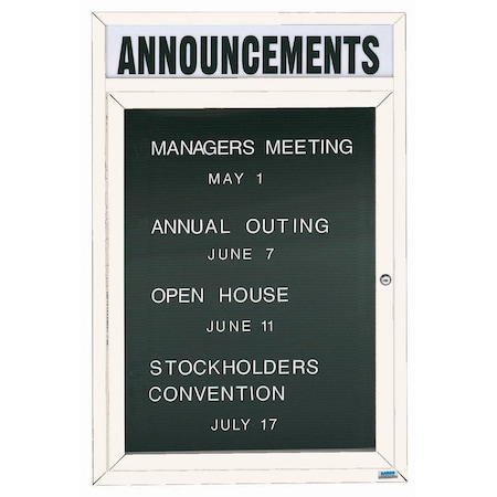Aarco Outdoor Enclosed Directory w/ Al Frame Header, Powder Coated White, 48''Hx36''W OADC4836HW