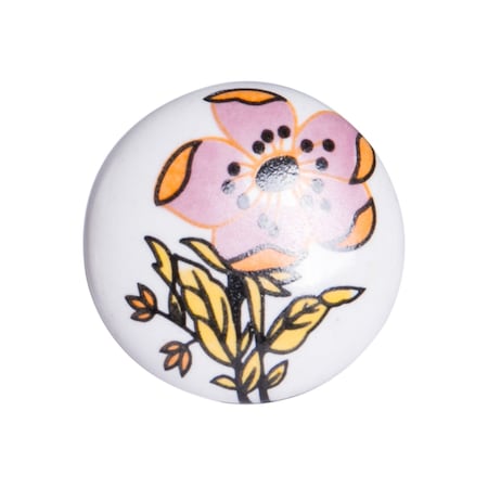 Homeroots Set of Eight Yellow And White Ceramic And Metal Drawer Pull Knobs, 8PK 544419