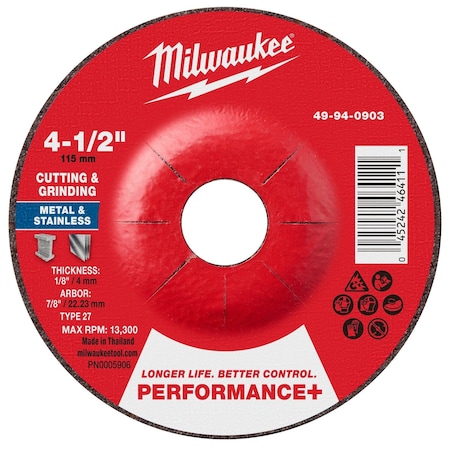 Milwaukee Tool Cut-Off & Grinding Wheel, 4 1/2" dia. 49-94-0903