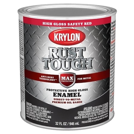 Krylon Rust Tough Gloss Anti-Rust Safety Color Rust Control Enamel, Safety Red, 1 Qt. K09712008
