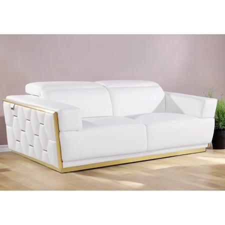 Homeroots 89" White And Silver Leather Sofa 551594