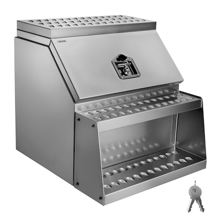 Vevor Semi-Truck Step Tool Box 24 in x 27.5 in x 25.4 in Heavy Duty Aluminum Toolbox 24-28-25