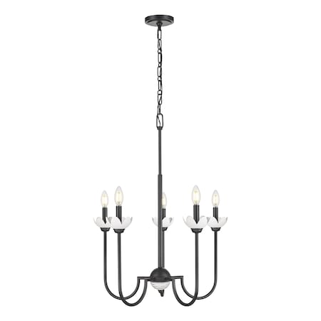 Z-Lite Allistair 5-Light Chandelier, 24 in W, Matte Black 352-5MB