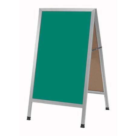 Aarco A-Frame Sidewalk Board, Green Composition Chalkboard and Satin Aluminum Frame 42''Hx24''W AA-1G