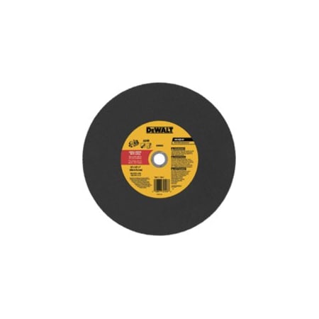 Dewalt Abrasive Cut-Off Wheel, Type 1, 14 in Dia, 0.125 in Thick, 1 in Arbor Hole Size, Aluminum Oxide DW8020