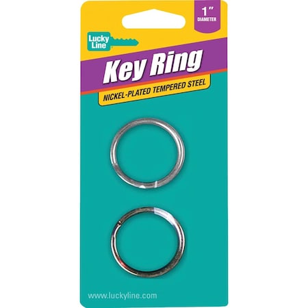 Lucky Line Tempered Steel Nickel-Plated 1'' Key Ring, 2PK 76402