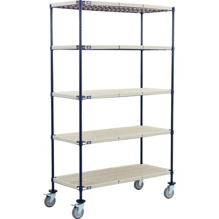 Global Industrial Nexel 5 Shelf Truck, Nexelite, 60"W x 18"D x 80"H, Polyurethane Swivel Casters, 2 Brake B3157082