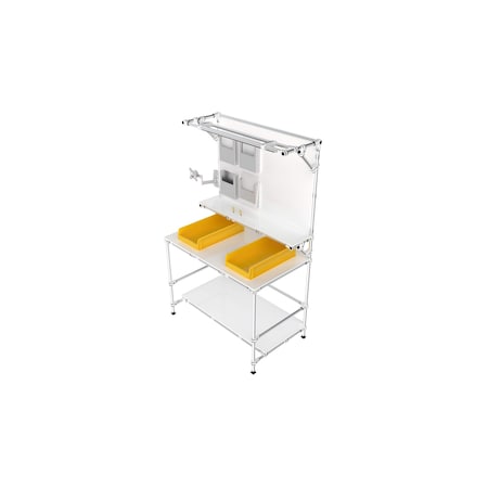 Trilogiq Workstation With Information Panel, Document Holder, Flat Picking Shelf, Screen Mount, And Led 100-8