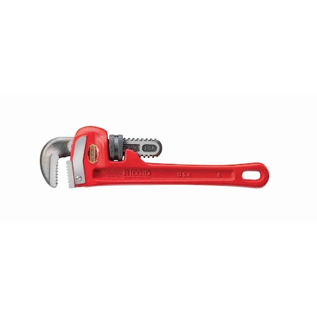 Ridgid 8" Heavy-Duty Straight Pipe Wrench, 1" Pipe Capacity, Red 31005