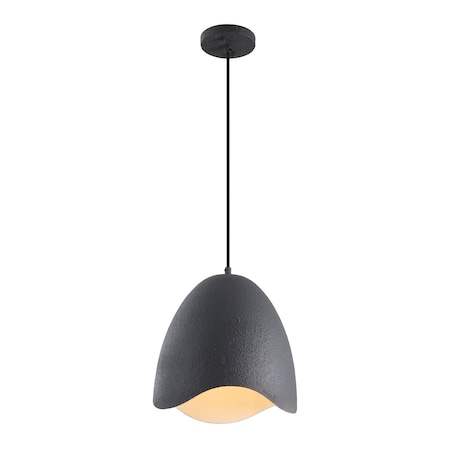 Jonathan Y Luella 11.75" 1-Light Bohemian Coastal Adjustable Plaster-Look Organic Scalloped Dome Metal LED Pend JYL9209B
