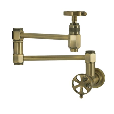 Kingston Brass Wall Mount Pot Filler Faucet, Antique Brass KS5103RX