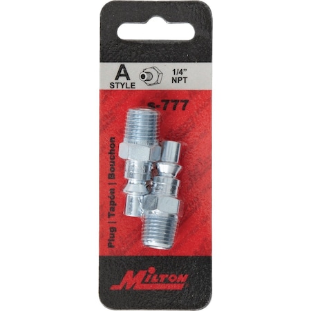 Milton 1/4'' MPT Steel-Plated A-Style Plug S-777