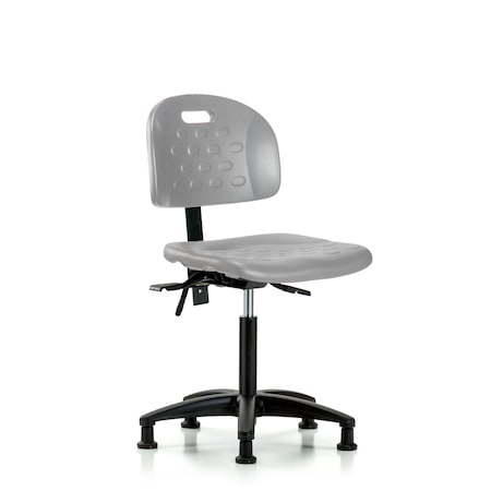 Blue Ridge Ergonomics Polyurethane Chair - Medium Bench Height with Seat Tilt & Stationary Glides in Gray Polyurethane HPMBCH-RG-T1-A0-NF-RG-GRY