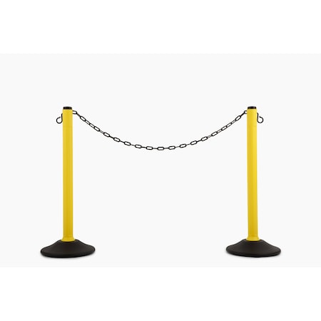 Us Weight ChainBoss Outdoor/Indoor Stanchion with 10 ft of Black Plastic Chain - Fillable Base, 2PK U2204