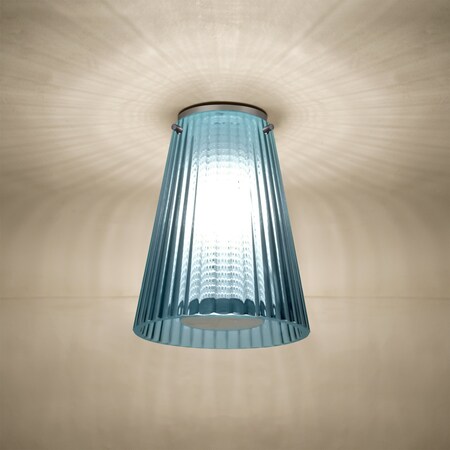 Besa Lighting Dion Ceiling, Blue Shade, Satin Nickel Finish, 1x60W E26 base DIONBLC-SN