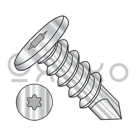 12-14X1 1/2 Six Lobe Pancake Head Self Drilling Screw Full Thread 410 Stainless Steel, 400PK